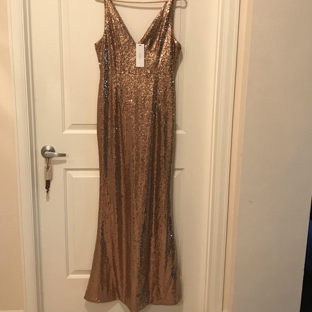 Gold Sequin Full Length Evening Gown